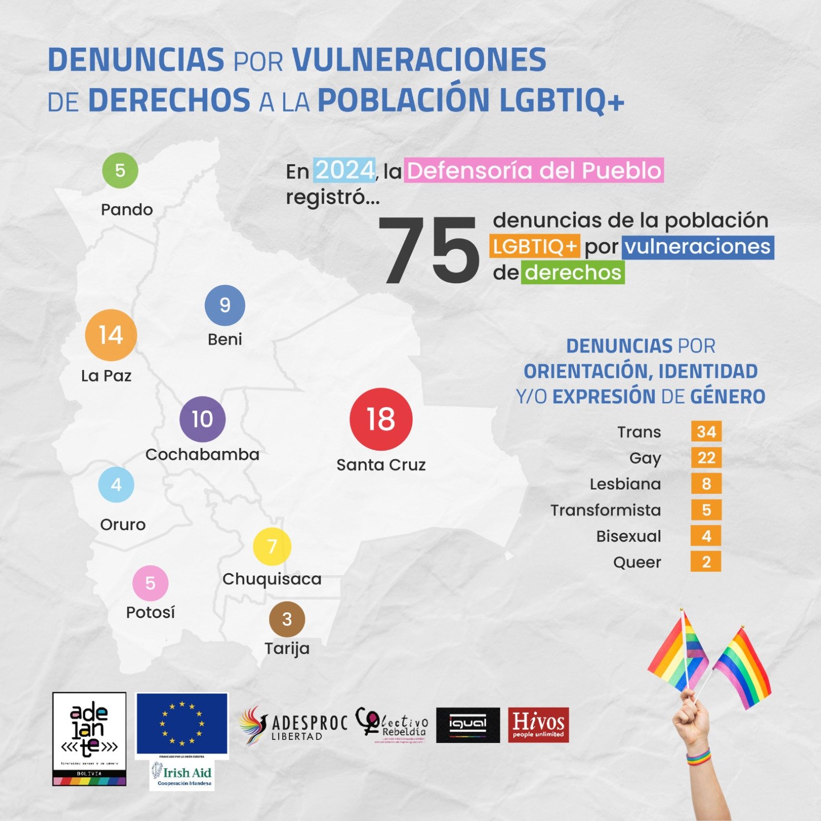 Denuncias por vulneraciones de derechos a la población LGBTIQ+ en Bolivia en la gestión 2024