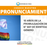 10 años de la promulgación de la Ley N° 807 de Identidad de género